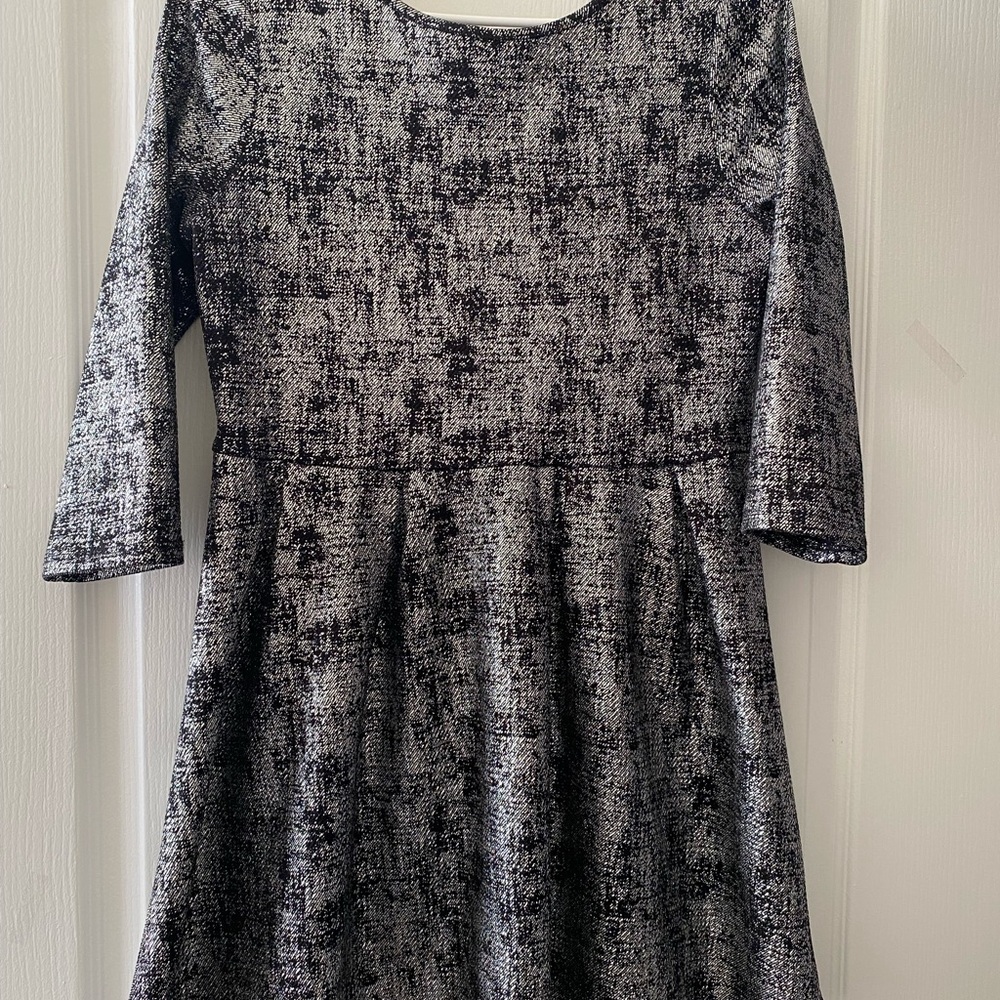 one clothing Girls Black & Silver Textured Fit-and-Flare Dress